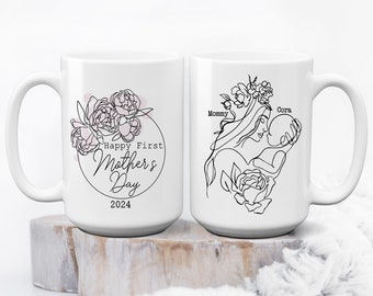 Moms erste Muttertag Personalisierte 1. Muttertag Kaffeetasse mit dem Namen des Kindes