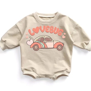 Baby Girl Valentine Outfit Lovebug Bubble Romper Toddler Sweatsuit