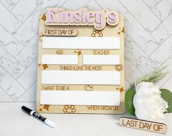 Personalized First and Last Day of School Sign: Retro Dry Erase
