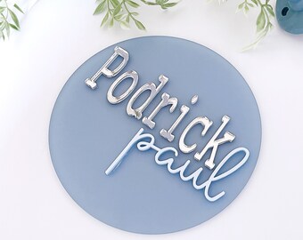 Blue Acrylic Name Sign Baby Boy 3D Name Announcement Sign New Baby Nursery Name Sign Newborn Photo Prop Hospital Plaque Sizes: 5.5 & 11.5