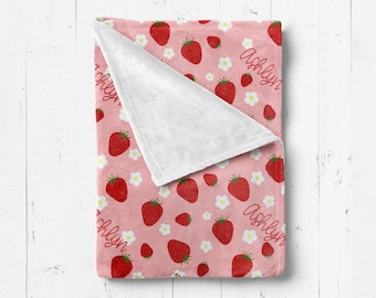 Strawberry Baby Swaddle Blanket: Personalized Girl Nursery Decor