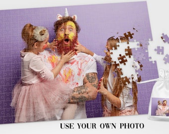 Cadeau de fête des pères d'enfants Cadeau unique de fête des pères Photo Puzzle Enfants Personnalisé Photo Puzzle Papa Anniversaire Famille Portrait Jigsaw Photo