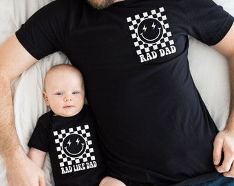 Rad Like Dad Retro Father's Day Matching Shirts Gift from Kids Gift for Husband