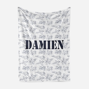 Airplane Nursery Baby Blanket With Name Baby Boy Personalized Vintage Planes Airplane Nursery Swaddle