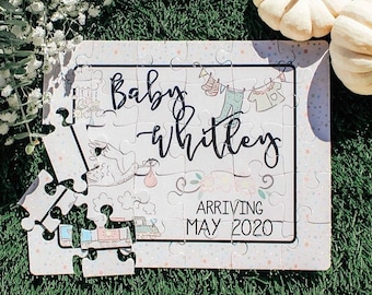 Baby Announcement Puzzle Pregnancy Announcement Personalized We're Expecting Gift Baby Coming Soon