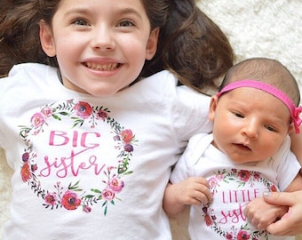 Little Sister Big Sister Shirts Sibling Shirts Baby Announcement Baby Shower Gift available in ANY SIZE New Baby Sister Shirt Squishy Cheeks