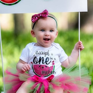 Watermelon Birthday Shirt, Personalized Birthday Shirt, Watermelon 1st Birthday, One in a Melon, Melon Hot Pink and Green Birthday