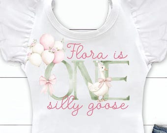 One Silly Goose Birthday Shirt, Options: Bodysuit, Leotard, Shirt or Romper
