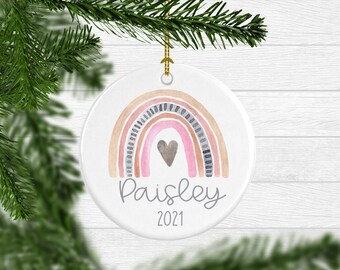 Baby/'s First Baby Boy Baby/'s 1st Gift Baby Girl Modern Personalized Name First Christmas Porcelain Ceramic Christmas Ornament Newborn