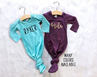 newborn girl knotted gown