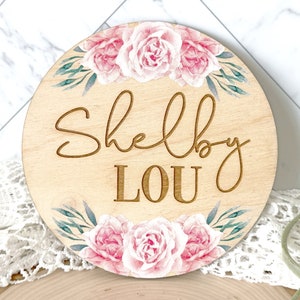 Pink Floral Baby Girl Name Sign: Wood Nursery Decor