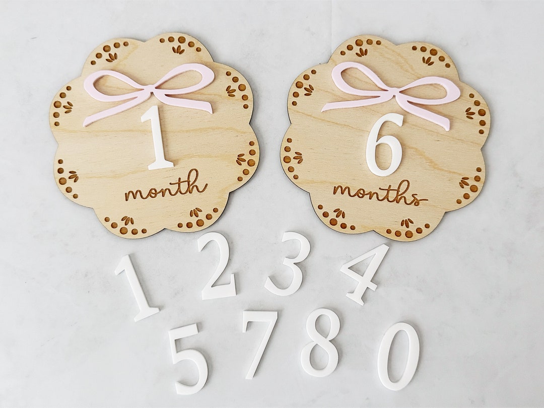 Pink Bow Baby Month Milestone Signs: Coquette Photo Prop - Etsy