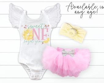 Pink Lemonade Birthday Outfit ANY AGE Any Name Lemonade Sweet One Birthday Two Sweet Summertime Lemonade Stand Birthday Outfit