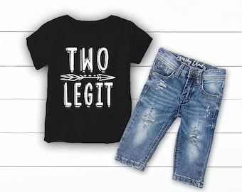 Boys 2nd Birthday Shirt Second Birthday Outfit Distressed Denim Two Legit Toddler Boy Birthday Party