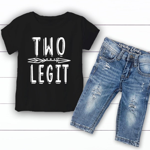 Boys 2nd Birthday Shirt Second Birthday Outfit Distressed Denim Two Legit Toddler Boy Birthday Party