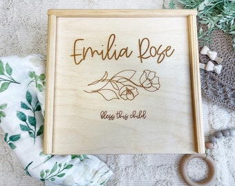 Wood Personalized Keepsake Box, Custom Newborn Baby Gift Box, Engraved Memory Box