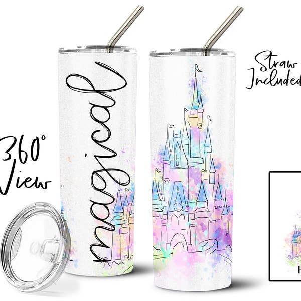 Castle Water Tumbler Orlando Vacation Gift Magical Water Bottle Stainless Steel Tumbler Personalized Tumbler