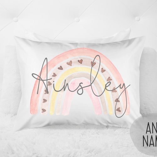 Rainbow Pillow Retro Rainbow Theme Bedroom Girl Personalized Etsy