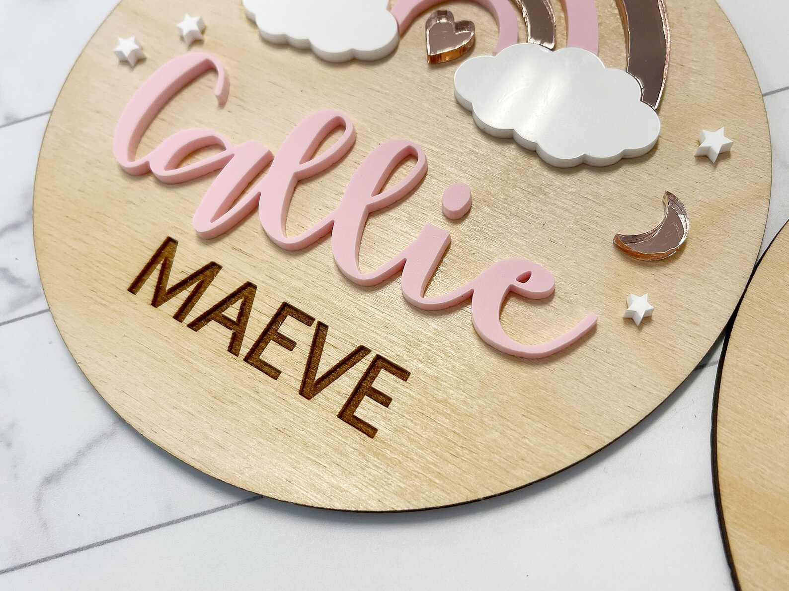 Pink Rainbow Baby Girl Name Sign Wood Sign 3D Name Etsy