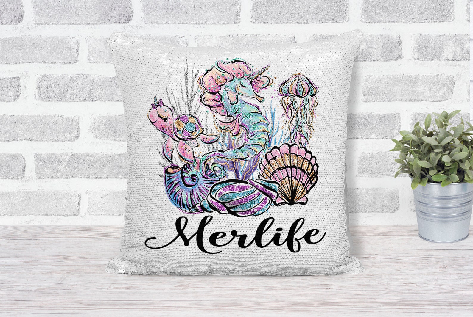 Mermaid Pillow Merlife Gold Pillow Case Girl Birthday Gift Etsy
