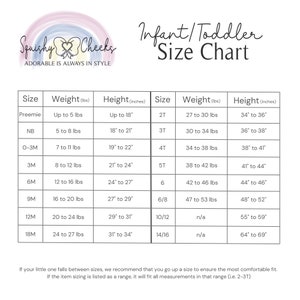 Puede incluir: Tabla de tallas para beb&eacute;s y ni&ntilde;os peque&ntilde;os con rangos de peso y altura en libras y pulgadas. La tabla incluye tallas desde prematuro hasta 14/16.