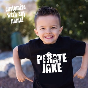 Boys Personalized Pirate Birthday Shirt: Custom Name Tee