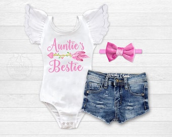 Auntie's Bestie Outfit Shirt from Aunt Gift for Niece Gift from Aunt Aunt Baby Shower Gift Baby Girl Bodysuit Baby Shower Newborn-5T