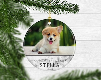 "Personalisierte Hund ""Meine erste Weihnachten"" Foto Ornament."