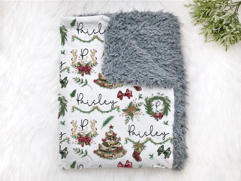 Baby Girl Christmas Blanket Personalize Baby Swaddle Baby Etsy