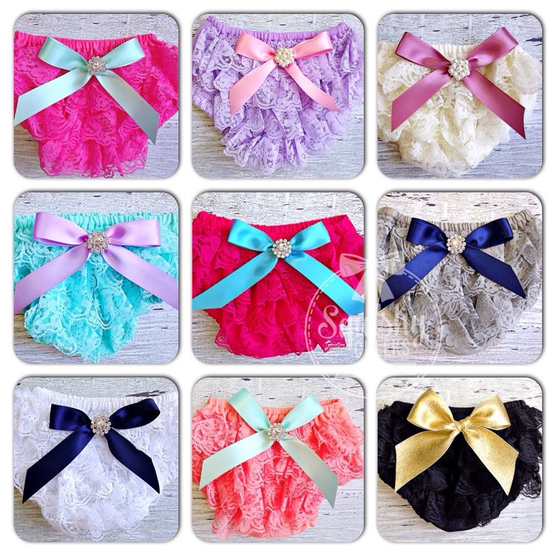 Lace Bloomers- YOU PICK COLOR - 3 sizes: Newborns, Babies & Toddlers - Lace Diaper Cover - Ruffle Bloomers - 1st Birthday Outfit - Weddings 