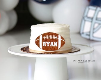 Personalized Football Cake Topper: First Birthday Party Decor