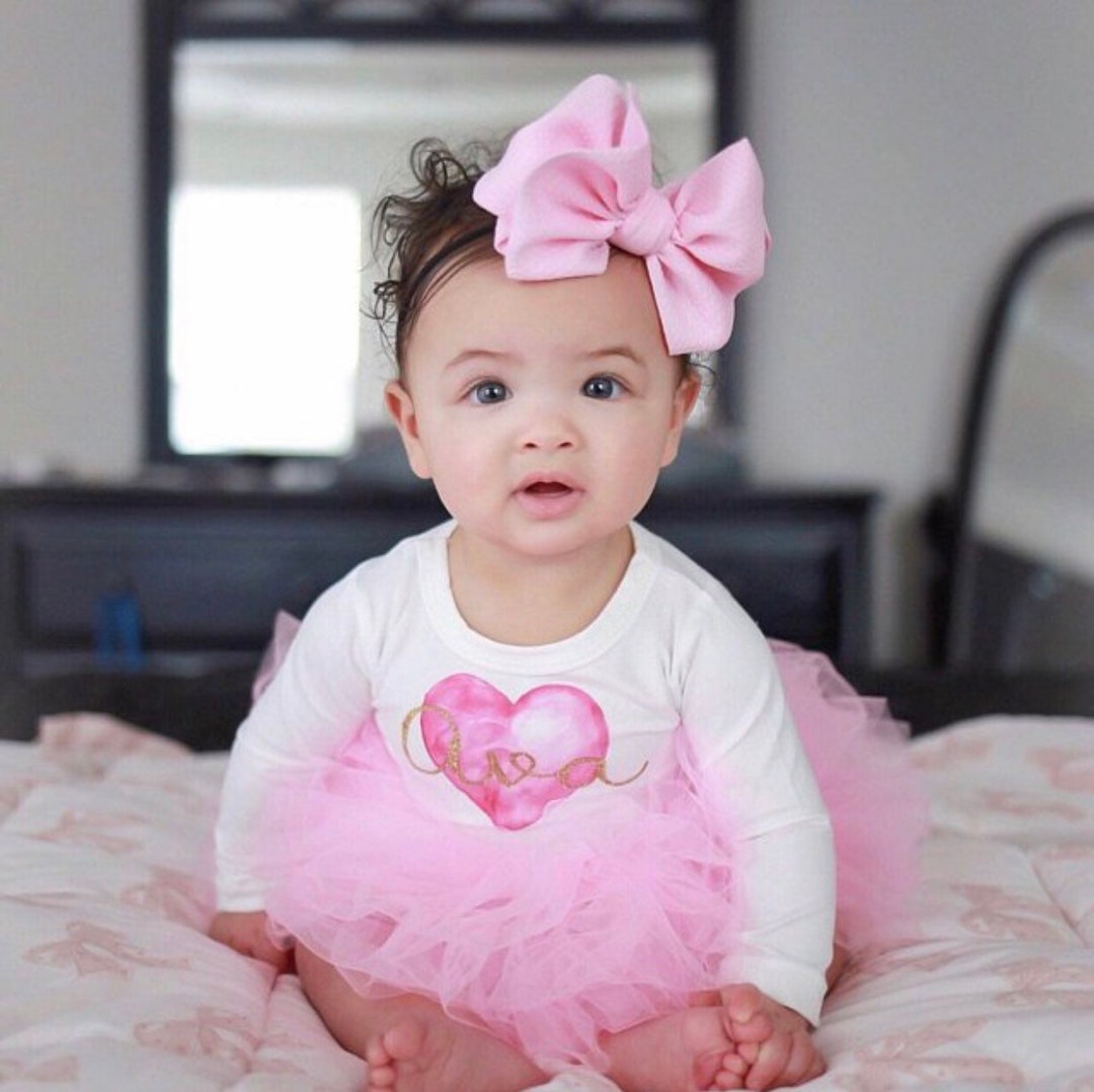 Girls Personlized Valentines Day Dress Pink Fluffy Dress With Name Baby