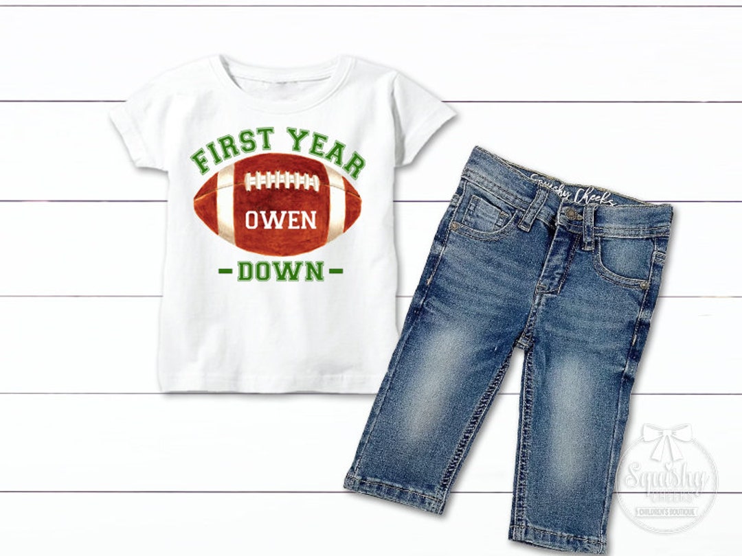 Baby Boy 1st Birthday Shirt First Down Football Birthday Etsy