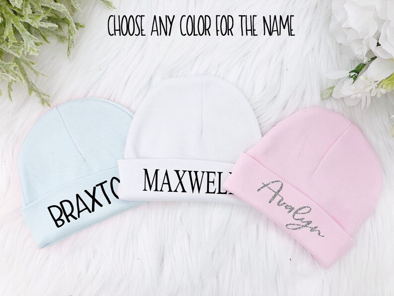 Newborn Baby Hat Personalized Baby Hat With Name Baby Shower Etsy