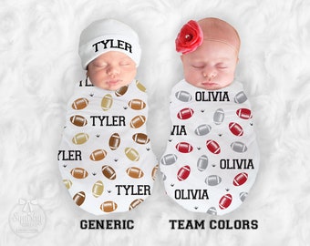 Football Baby Blanket Custom Colors Football Nursery Baby Boy Baby Girl Swaddle Personalize Baby Blanket Baby Shower Gift Name Blanket