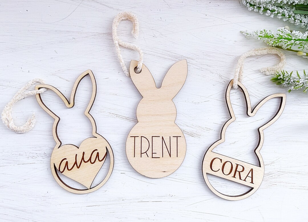 Personalized Easter Ornaments Easter Basket Name Tags Bunny Etsy