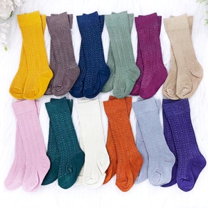 Calcetines hasta la rodilla para bebé de otoño, calcetines de punto trenzado teñidos a mano para niña y niño, color mostaza, azul marino, calabaza, talla para bebé, niña y niño recién nacido a 10 años