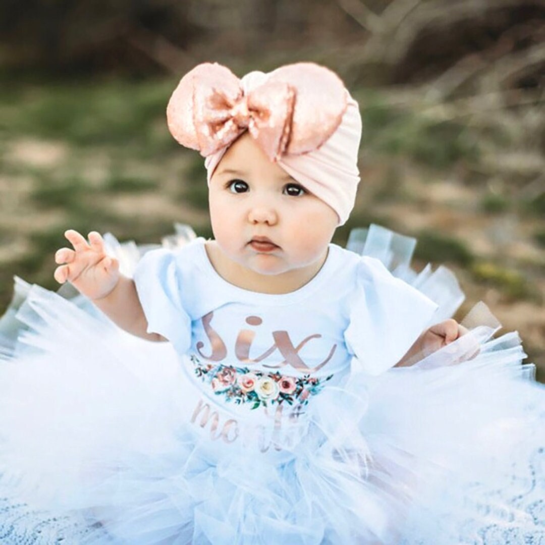 Baby Girl Six Months Leotard Half Birthday Outfit 1/2 Birthday Bodysuit Six Month Milestone Photos Floral Bodysuit Flutter Leotard