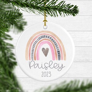 Rainbow Ornament Personalized Baby Girl Christmas Ornament with Name First Christmas Gift New Baby Gift Free Shipping