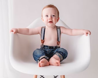 Boys Distressed Denim Suspender Pants or Shorts First Birthday Outfit Boy Smash Cake Outfit Newborn Boy Photo Outfit Boy Denim Overalls