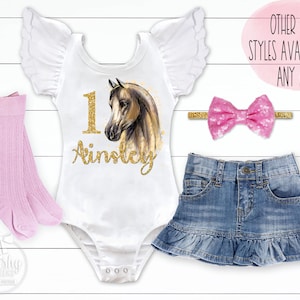 Girl Horse Birthday Outfit Horse Leotard 1st Birthday Outfit Girls Birthday Shirt Girl First Birthday Outfit