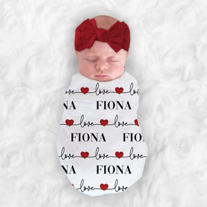 Love Baby Blanket Baby Girl Valentines Blanket Personalize Baby Swaddle Baby Shower Gift Monogram Baby Blanket Name Blanket