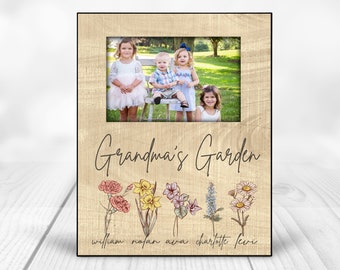 Grandmas Garden Birth Month Flowers Personalized Mothers Day Gift from Grandchildren