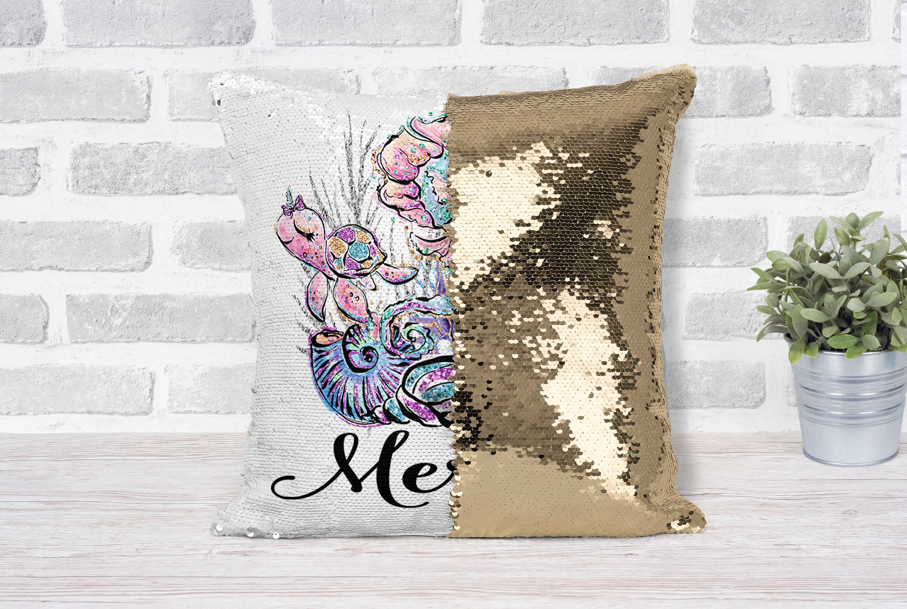 Mermaid Pillow Merlife Gold Pillow Case Girl Birthday Gift Etsy