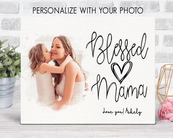 Personalized Gift for Mom Valentine Gift Mother's Day Gift Birthday Gift for Mom Custom Photo Wall Art Watercolor Custom Art  FREE SHIPPING