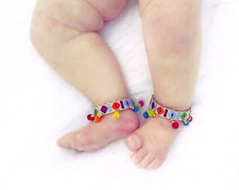 Boho Baby Anklets Girl Summer Accessories Baby Barefoot Moccasins Aztec Barefoot Sandals Newborn Shoes Fringe Baby Shoes Piggy Petal