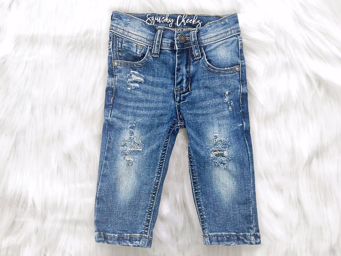 Baby Boy Distressed Jeans Toddler Jeans Unisex Jeans Etsy