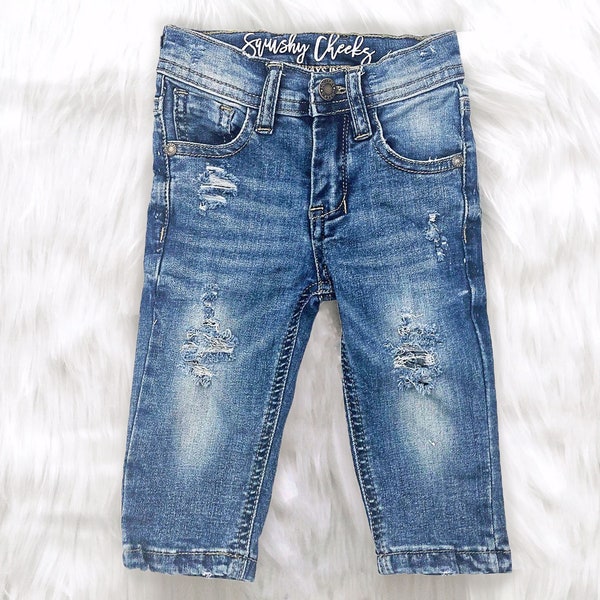 Baby Boy Distressed Jeans Toddler Jeans Unisex Jeans Distressed Denim Baby Pants Ripped Jeans Trendy Kids Pants, Sized Newborn-5T