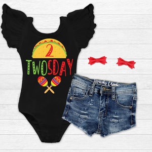 Camiseta de taco para el segundo cumpleaños de niñas, camiseta de taco para el segundo cumpleaños de niñas, fiesta de cumpleaños de taco, atuendo de taco para cumpleaños, mezclilla desgastada