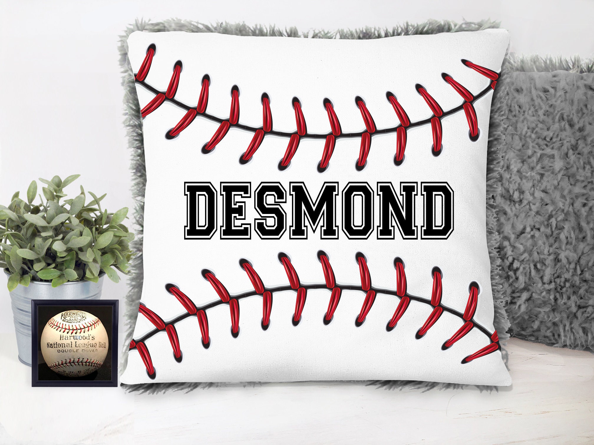 Personalized Baseball Pillow Boys Baseball Pillow Case Etsy